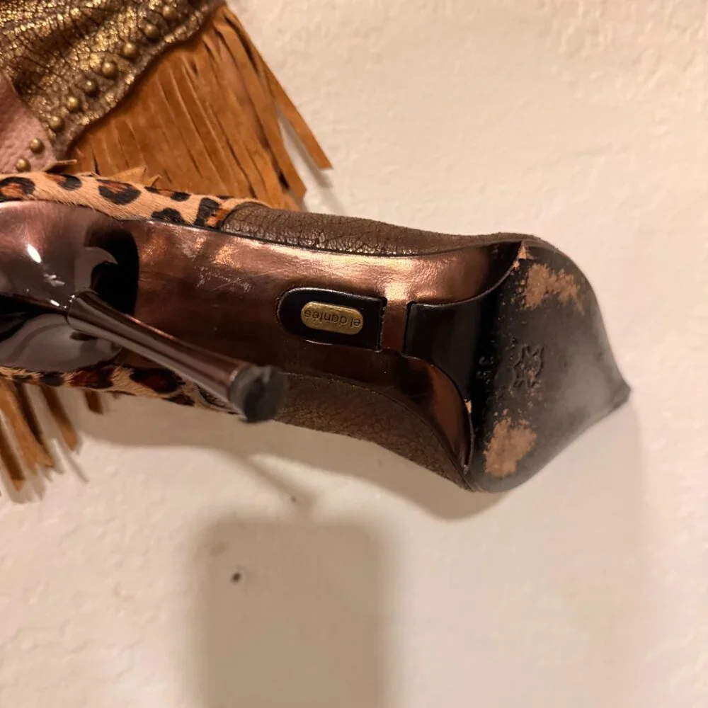 EL DANTE BOOTS/Rare,Vintage,High Fashion,Patchwork,Fringe Boots,Western Chic - Picture 10 of 10